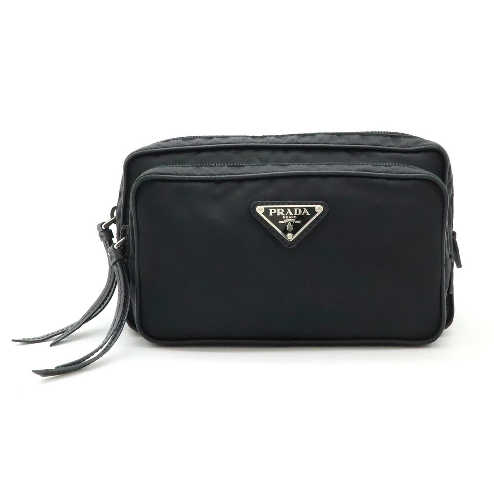 Prada body bag waist Pouch Clutch hip black Nero Black